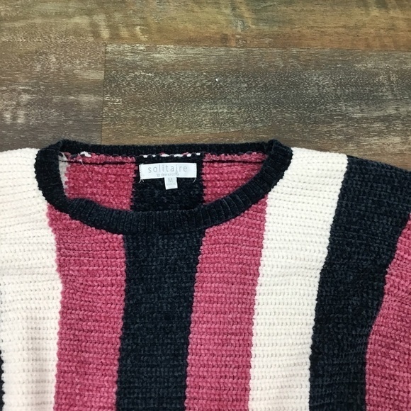 SOLITAIRE by Ravi Khosla Super Soft Striped Sweater Size Medium - Picture 6 of 6